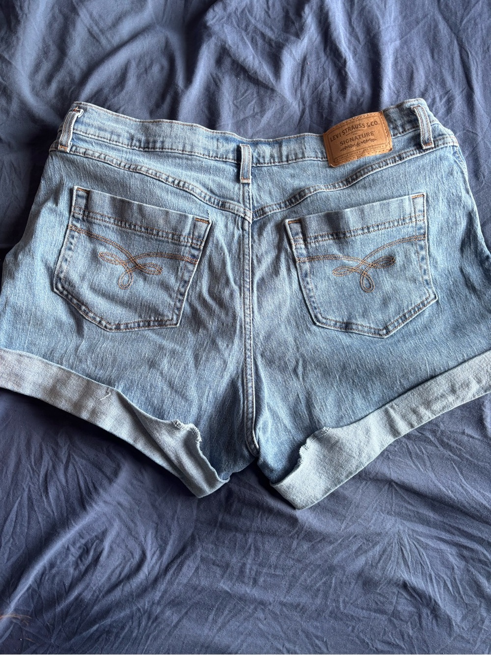 Levi's Light Blue Rolled Hem Denim Shorts - Picture 4 of 4